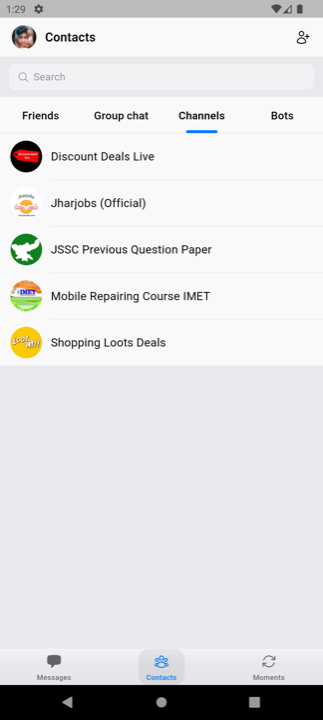 Phone — contacts and channels